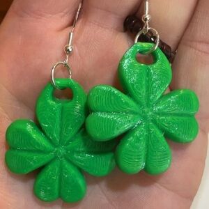 3D Lucky Clover Earrings
